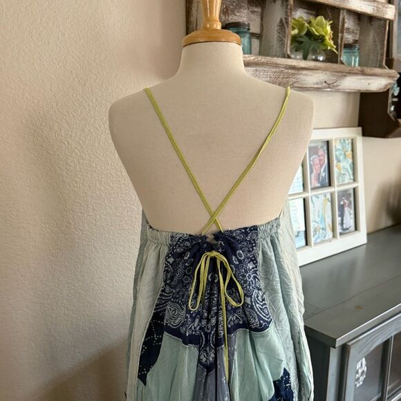 NWT Free People Womens Patchwork Halter Happy Days Maxi Dress Indigo Combo M/L - Picture 10 of 16